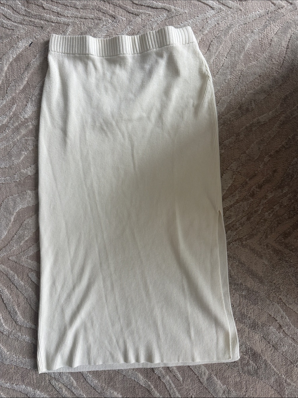 H&M Cream Ribbed Midi Skirt